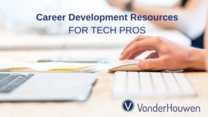 This is a blog banner that states "A Go-To List of Career Development Resources for Tech Pros"