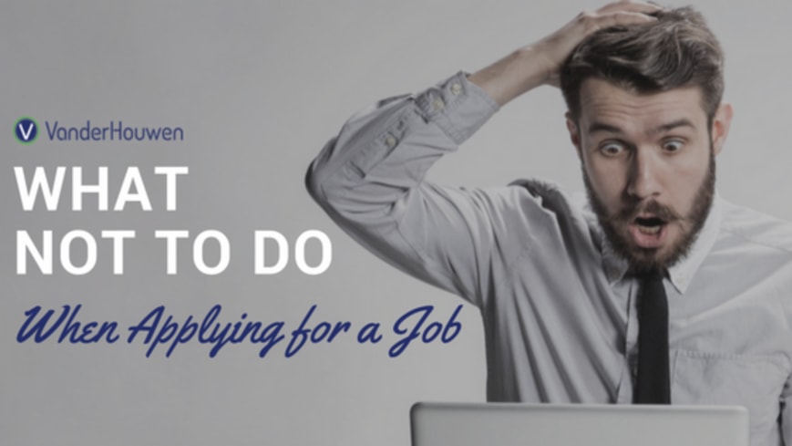 This is a blog banner that states "What Not to Do When Applying For a Job"