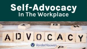 This is a blog banner image that reads "Self-Advocacy in the Workplace"