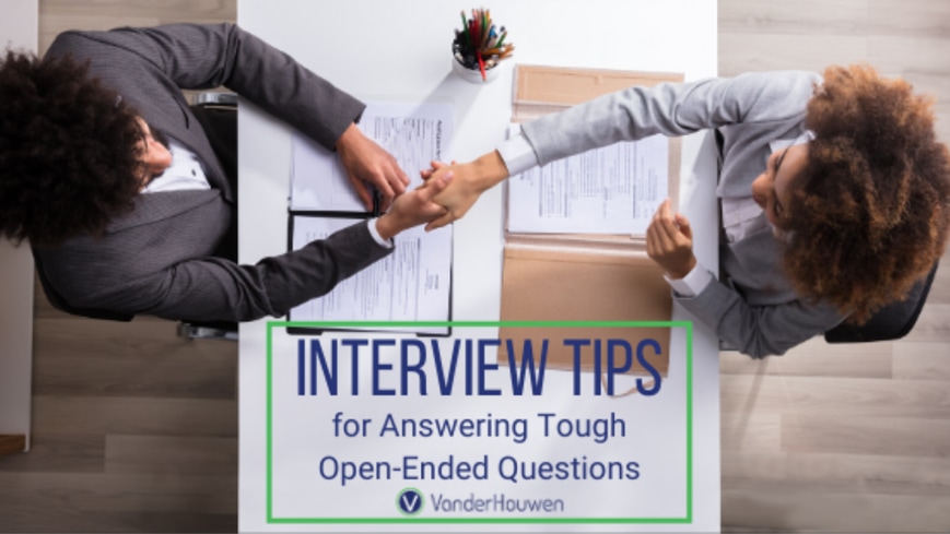 Bog banner that reads "Interview Tips for Answering Tough Open-Ended Questions"