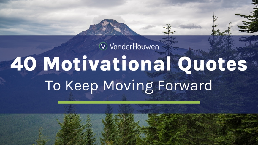 This is a blog banner that says "40 Motivational Quotes to Keep Moving Forward"