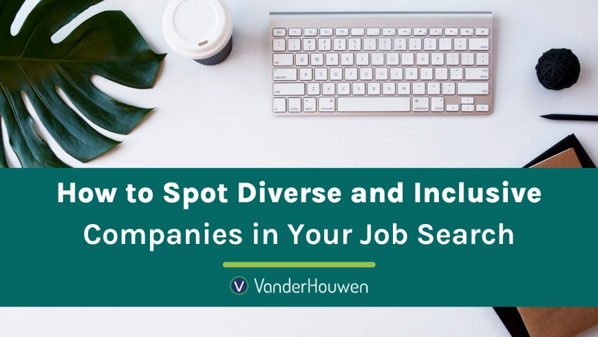 This is a blog banner that states "How to Spot Diverse and Inclusive Companies in Your Job Search"